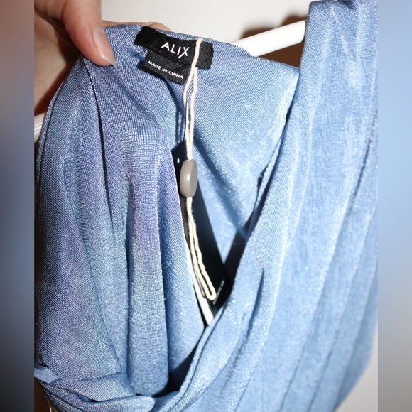 Alix NYC Designer | One Shoulder Blue Bodysuitt Size Medium - Picture 6 of 8